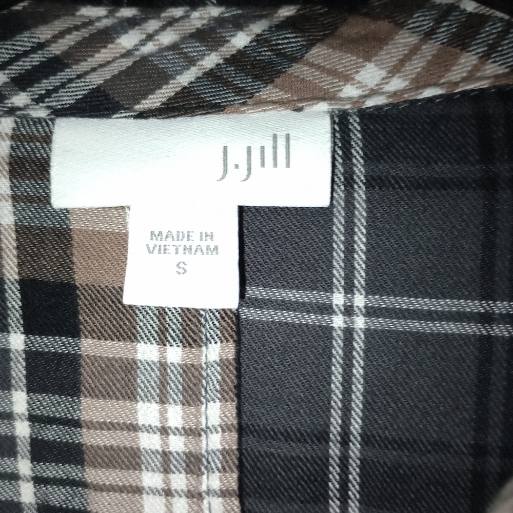 J. Jill Mixed Patchwork Multi Neutral Button Up T… - image 3